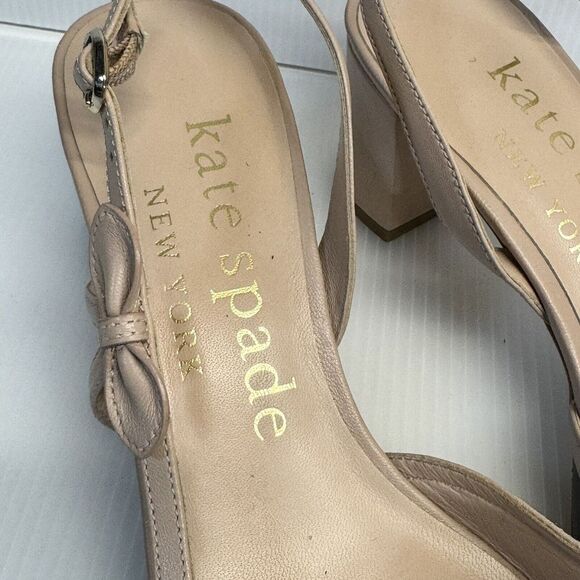 Kate Spade Black Midge Bow Patent Leather Slingback Block‎ Heel Pumps Sz. 8.5 - Picture 3 of 9